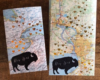 Buffalo NY Map Luminary, Buffalo Wedding Decor, Set of 5