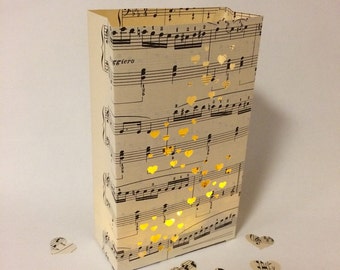 Sheet Music Luminary, Music Wedding, Wedding Lanterns, Luminary Bag, Wedding Decor, Music Gift, Sheet Music Luminary, Love, Party Decor