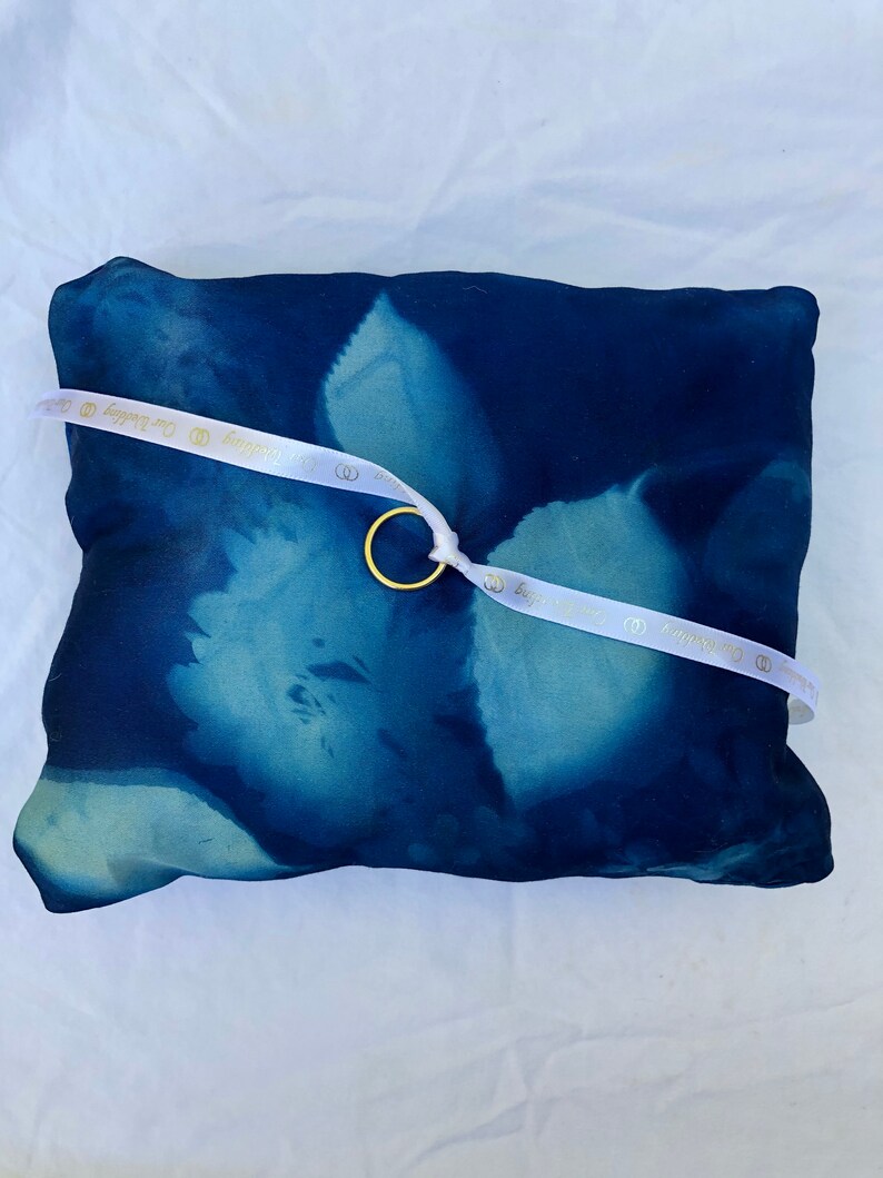 Cyanotype Ring Bearer Sunprint Ring Pillow Ring Pillow Ring Holder