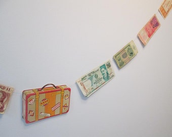 International Money Garland, Travel Banner, Travel Garland, Bon Voyage, Around The World, Airplane Wedding, Travel Decor, Banner