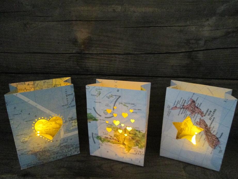 Small Map Light 10 Mini Map Luminaries, Travel Theme Party Favors - Etsy