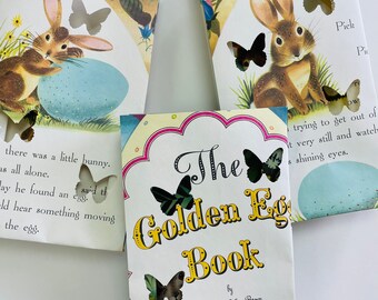 Large Easter Luminaries, The Golden Egg Book, vintage book luminary set, Easter, Spring luminary bags, bunnies