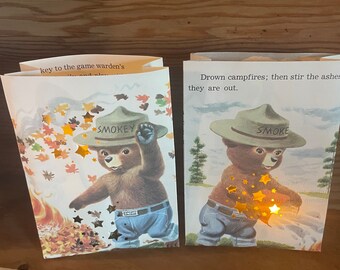 Smokey the Bear Luminaries, Vintage Smokey, Camping, Book Decor, Book Lovers,