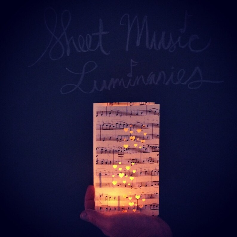 Vintage Sheet Music Luminaries, Great for Weddings & Parties, Music Decorations, Luminary Bags, Luminarias, Luminaries, Music Decor image 3