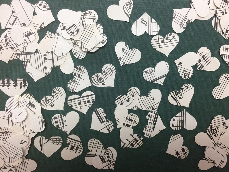 200 Heart Confetti, Music Note Confetti, Music theme Party, Hearts, Music Decor, Sheet Music Heart, Sheet Music Confetti image 4
