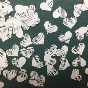 200 Heart Confetti, Music Note Confetti, Music theme Party, Hearts, Music Decor, Sheet Music Heart, Sheet Music Confetti image 2
