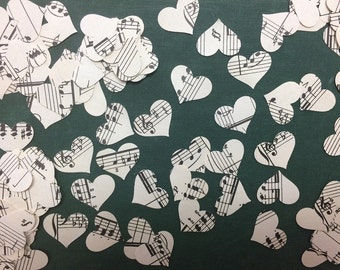 500 Vintage Sheet Music Heart Confetti, Music Decor