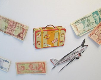 Bon Voyage Garland, Adventure, Airplane Theme, Travel Decor, Suitcase, Travel Garland, International Money, Currency, Airplane