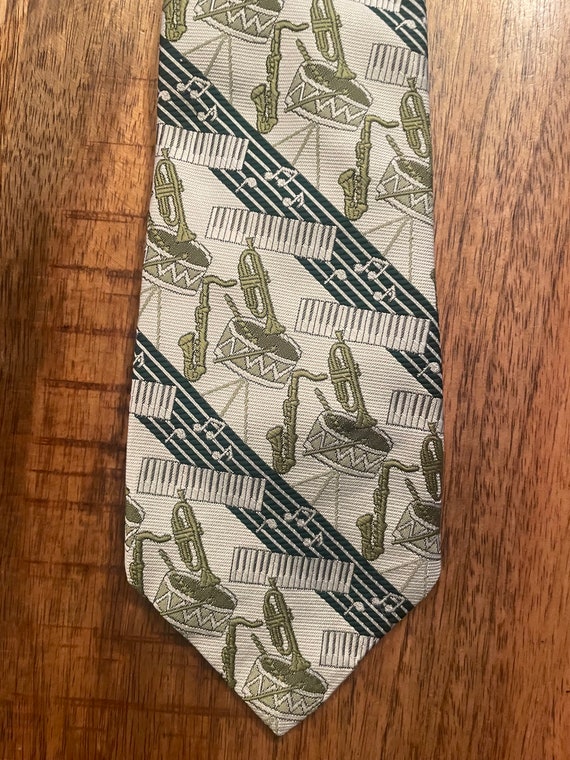 Jazz Tie, Vintage Men’s Tie, Sax Player, Necktie,… - image 1