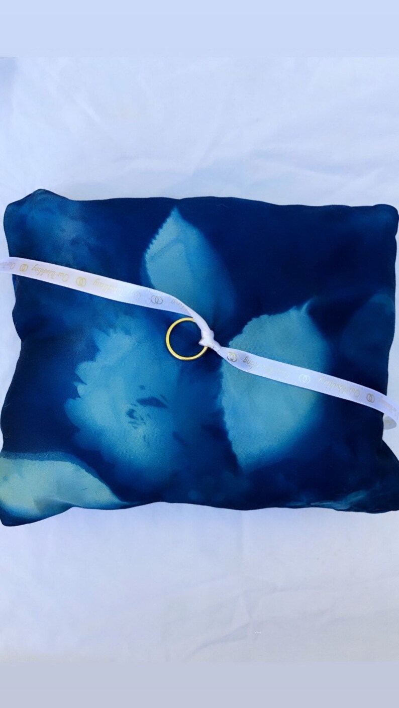 Cyanotype Ring Bearer Sunprint Ring Pillow Ring Pillow Ring Holder