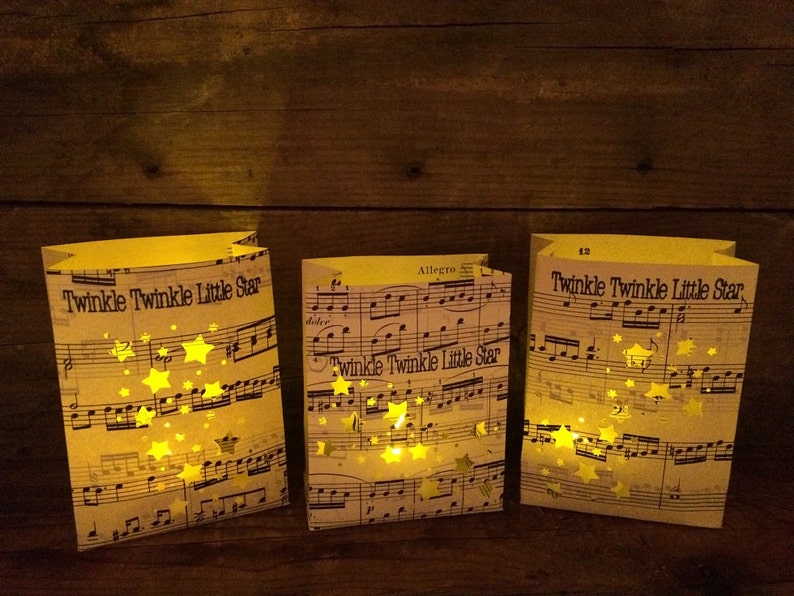 Twinkle Twinkle Little Star, Mini Luminaria, Sheet Music Luminary, Music Decorations, Music Theme, Music Gift, Piano, Music Notes image 5