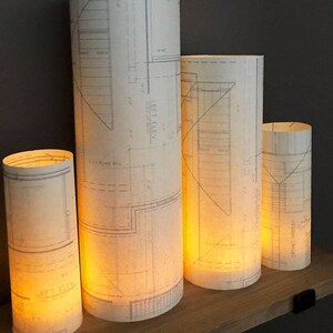 2 Blueprint Luminaries, Choose size, Architect Decor, Blueprints, Architect Party, Architect Wedding, Housewarming, Architect Graduation image 1