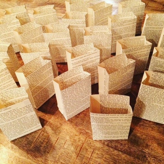 5 Petite Luminary Bags, Book Club Party, Book Decor, Paper Lanterns, Book Party, Home Decor, Wedding Decor, Book Wedding, Book Wedding Decor