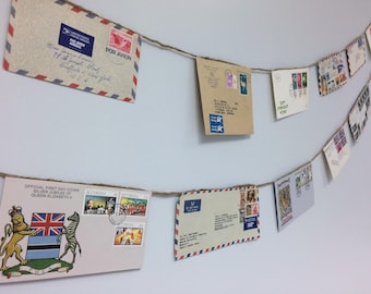 World Mail Banner, Luftpost-Girlande, Par Avion, Post, Umschlagkunst, Vintage Briefe, Vintage Umschläge, Reise, Vintage Briefmarken