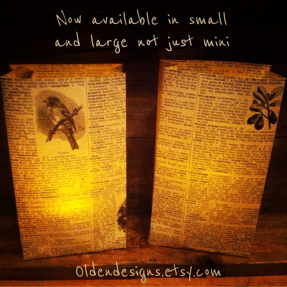 Dictionary Luminary Bags Book Club Party Book Decor Book Etsy