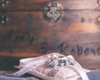 Library Card Wedding Ring Pillow, Book Themed Wedding