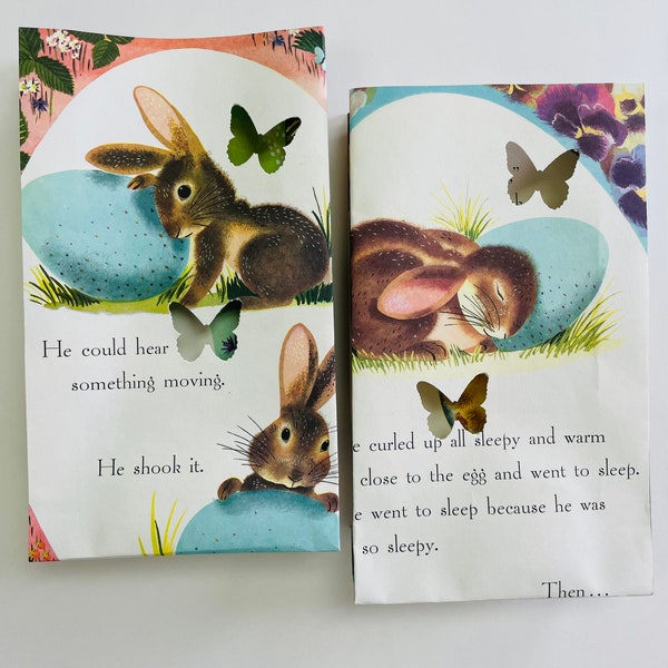 Easter Luminary Bags, The Golden Egg Book, vintage book luminary set, Easter, Spring luminary bags, bunnies