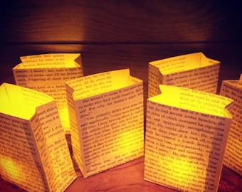 5 Petite Luminary Bags, Book Club Party, Boek Decor, Papieren Lantaarns, Book Party, Home Decor, Bruiloft Decor, Boek Bruiloft, Boek Bruiloft Decor