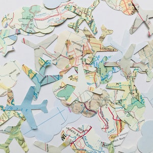Coriandoli mappa aereo, 100 ritagli Atlante aeroplano, coriandoli Avion, viaggio, movimento, buon viaggio, festa in aereo, aeroplani mappa