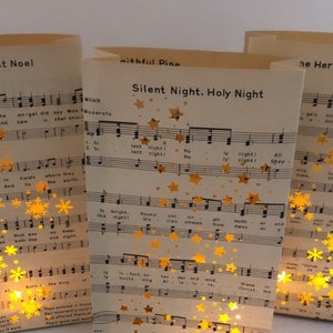 1 Christmas Luminary, You Pick The Song, Christmas Sheet Music, Luminary Bags, Winter Wedding Decor, Holiday Decorations, Vintage Christmas image 9