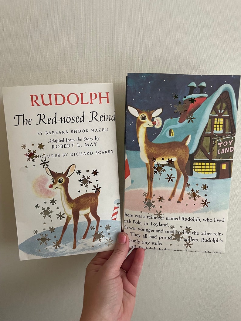 Rudolph Storybook Page Luminary, Vintage Christmas Decor - Etsy
