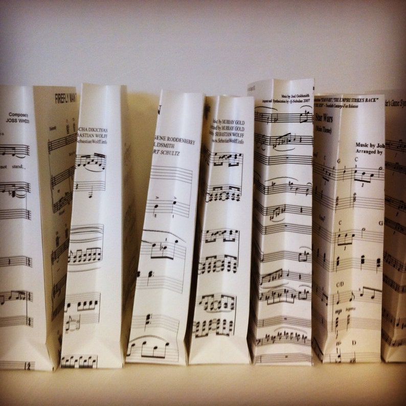 Vintage Sheet Music Luminaries, Great for Weddings & Parties, Music Decorations, Luminary Bags, Luminarias, Luminaries, Music Decor image 5