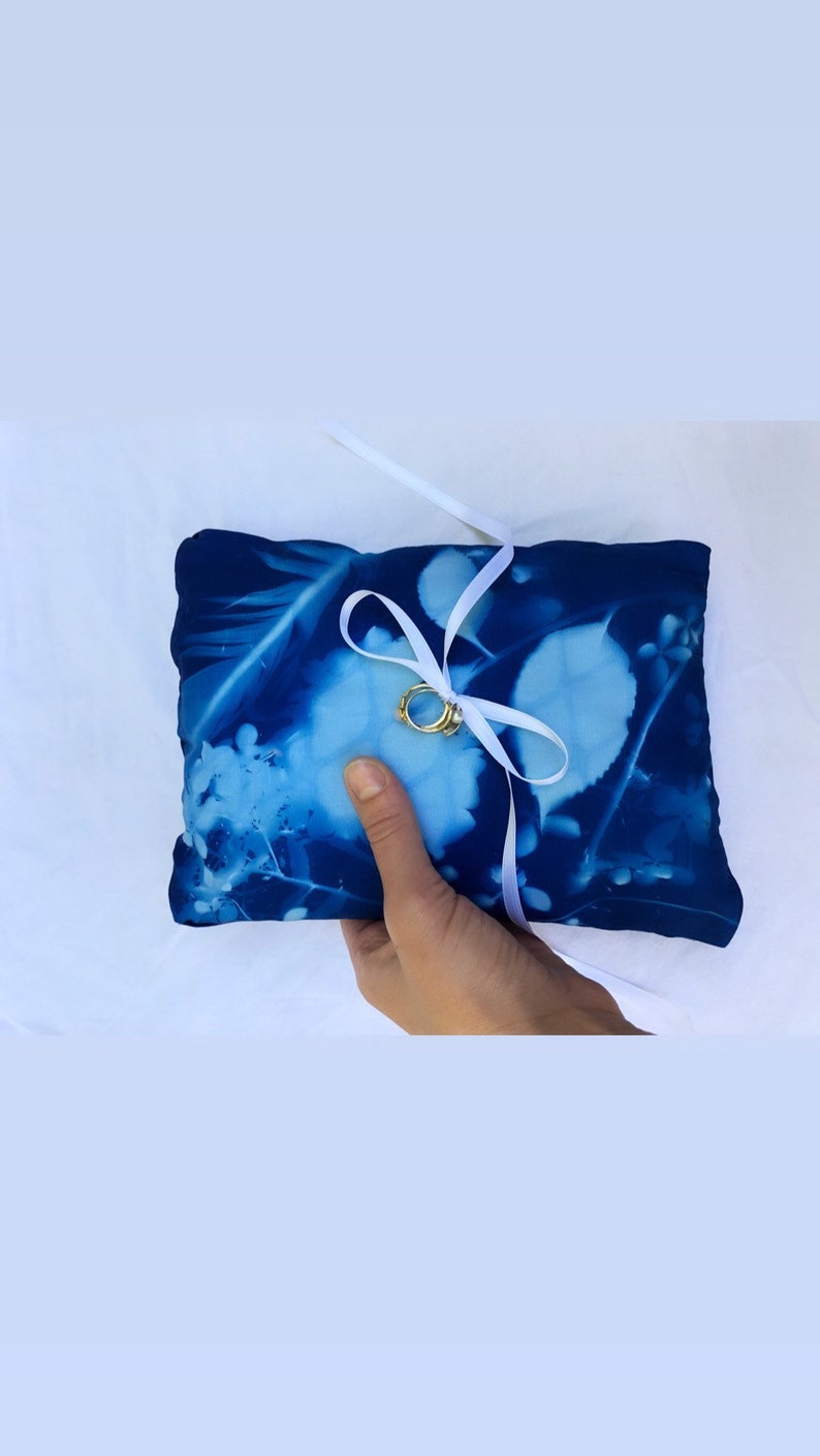Cyanotype Ring Bearer Sunprint Ring Pillow Ring Pillow Ring Holder