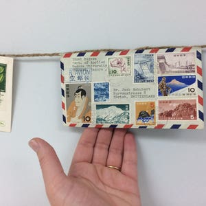 Banner de viagem, banner de correio, viagem, envelopes vintage, correio aéreo, correio, postal, Par Avion, decoração de viagem, balde de caneta, escrita de cartas