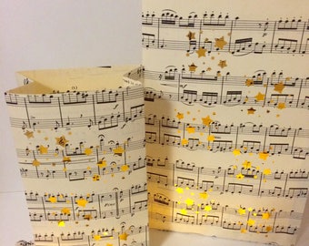 Vintage bladmuziek luminaries, geweldig voor bruiloften en partijen, muziek decoraties, luminaire tassen, luminaria's, luminaries, muziek decor