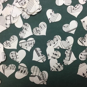 200 Heart Confetti, Music Note Confetti, Music theme Party, Hearts, Music Decor, Sheet Music Heart, Sheet Music Confetti image 3