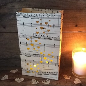 Music Wedding, Wedding Lanterns, Wedding Luminary Bags, Wedding Decor, Music Theme, Vintage Sheet Music, Wedding Lanterns, Wedding Decor image 4