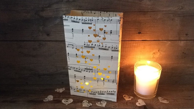 Music Wedding, Wedding Lanterns, Wedding Luminary Bags, Wedding Decor, Music Theme, Vintage Sheet Music, Wedding Lanterns, Wedding Decor image 4