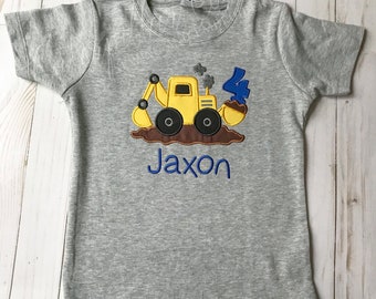 Boys Personalized Construction themed Birthday Party Shirt