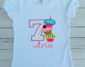 Personalized Cupcake Birthday Shirt - Girls Cupcake Birthday Shirt - Cupcake Birthday Party