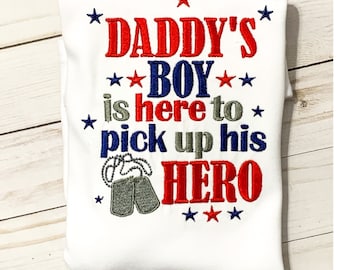 Military Homecoming Shirt: Daddy's Hero Applique Shirt
