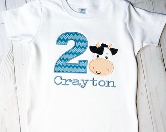 Personalized Cow Birthday Shirt - Farm Birthday Shirt