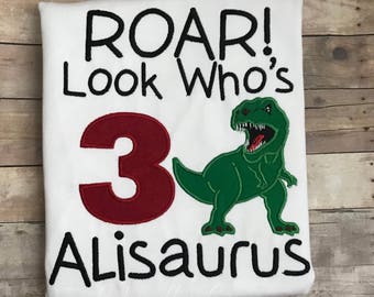 T-Rex Birthday Shirt -Roar Look Who's - Dinosaur Birthday Shirt - Boys T-Rex Dinosaur Birthday Shirt