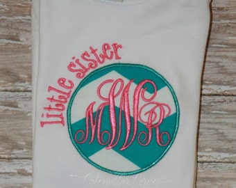 Little Sister Monogrammed shirt - Sibling Shirt - Personalized Little Sister Monogram Shirt