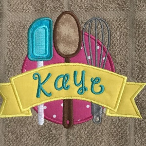 Personalisierte Küchentuch mit Misch-Löffel - Geschirrtuch - Kochen Handtuch - Personlized Geschenk - Haus Erwärmung Geschenk - Bäcker