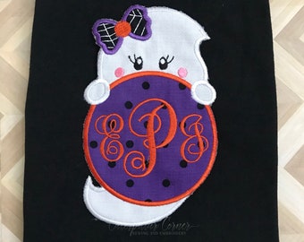 Girls Halloween Shirt, Monogram Ghost Shirt, Girls Halloween Shirt, Monogram Halloween, Ghost Shirt,