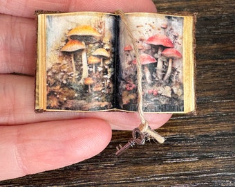 Yellow and Red Mushrooms Open Book - Dollhouse Miniatures