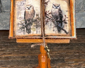 Spooky Owl Open Book V1 - Dollhouse Miniatures