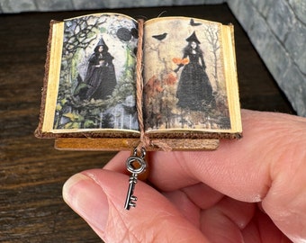 Forest Witch with Ravens Open Book - Dollhouse Miniatures