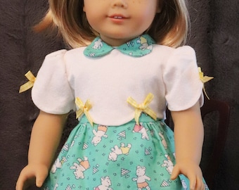 Green Bears Handmade Doll Dress for 18 inch Dolls by Kizzie Creations