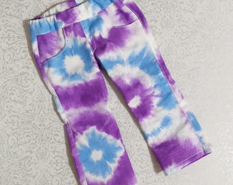 Purple Tie Dye Pants for 18 inch Dolls by Kizzie Creations, Fits like American Doll