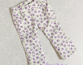 Purple Flowers Pants for 18 inch Dolls by Kizzie Creations, Fits like American Doll