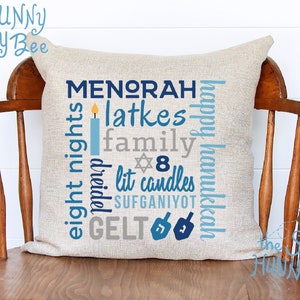 Decorative Pillow / Hanukkah Pillow / Happy Hanukkah / Light the Menorah