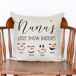 Nana's Gift / Grandma Gift / Nana pillow / Personalized Name Pillow /  Nana's Little Snow Buddies
