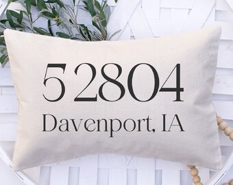 zip code pillows etsy