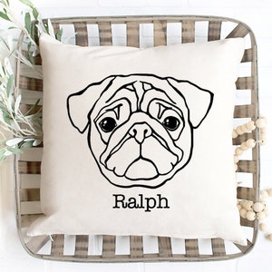 Pug Pillow / Pug face / your pets name!